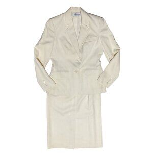 Vintage Evan-Picone Wool Blend Cream Skirt Suit Size 6 Made in USA Professional